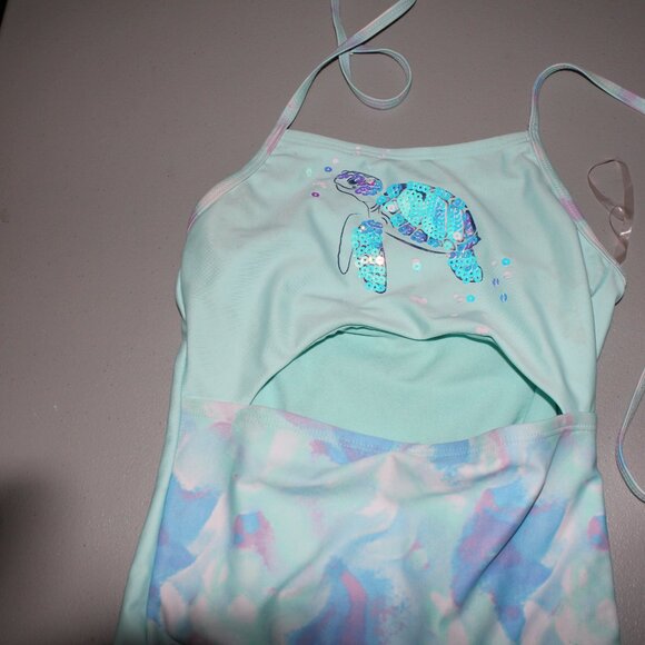 Blue Turtle 1 Pcs Justice Swimsuit Size 8 - Picture 2 of 11
